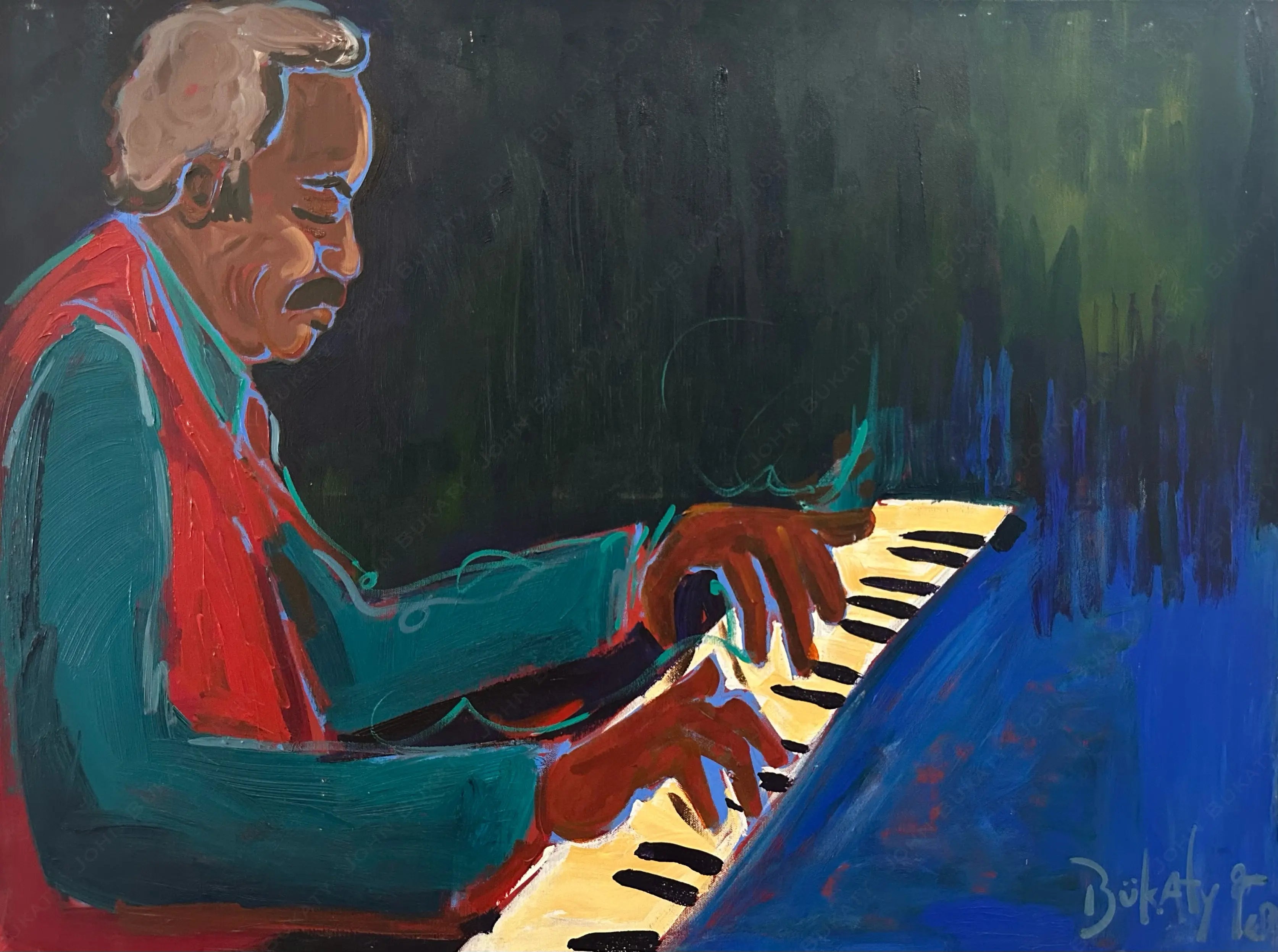 Allen Toussaint Art - Original Acrylic Painting by John Bukaty