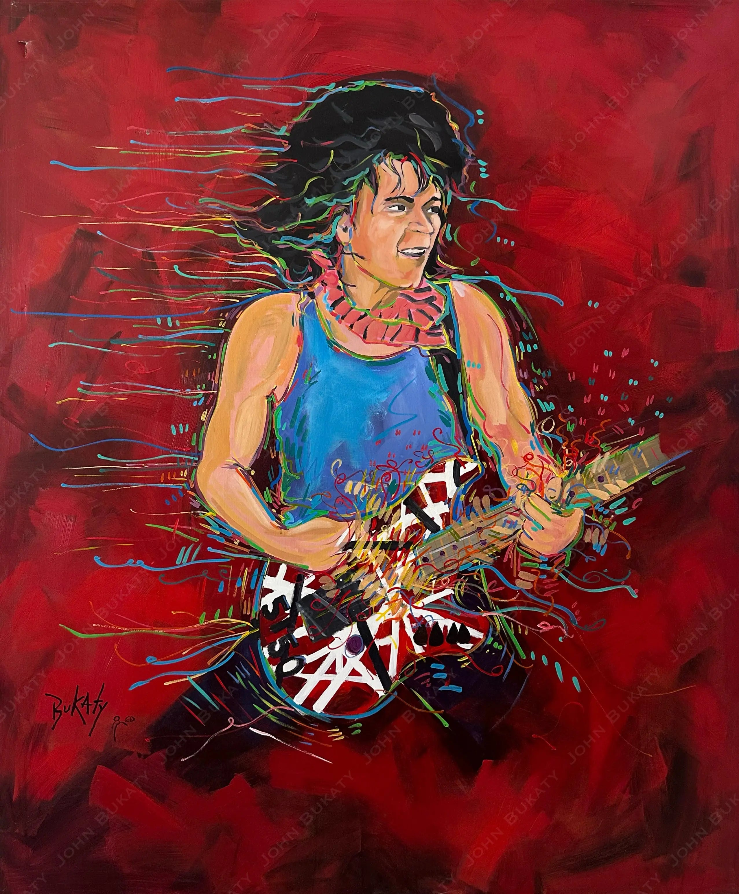 Eddie Van Halen Art - Original Painting by John Bukaty | 60