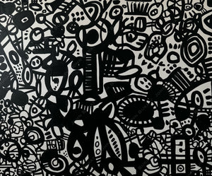 Large Black and White Abstract - Original Painting by John Bukaty | 60