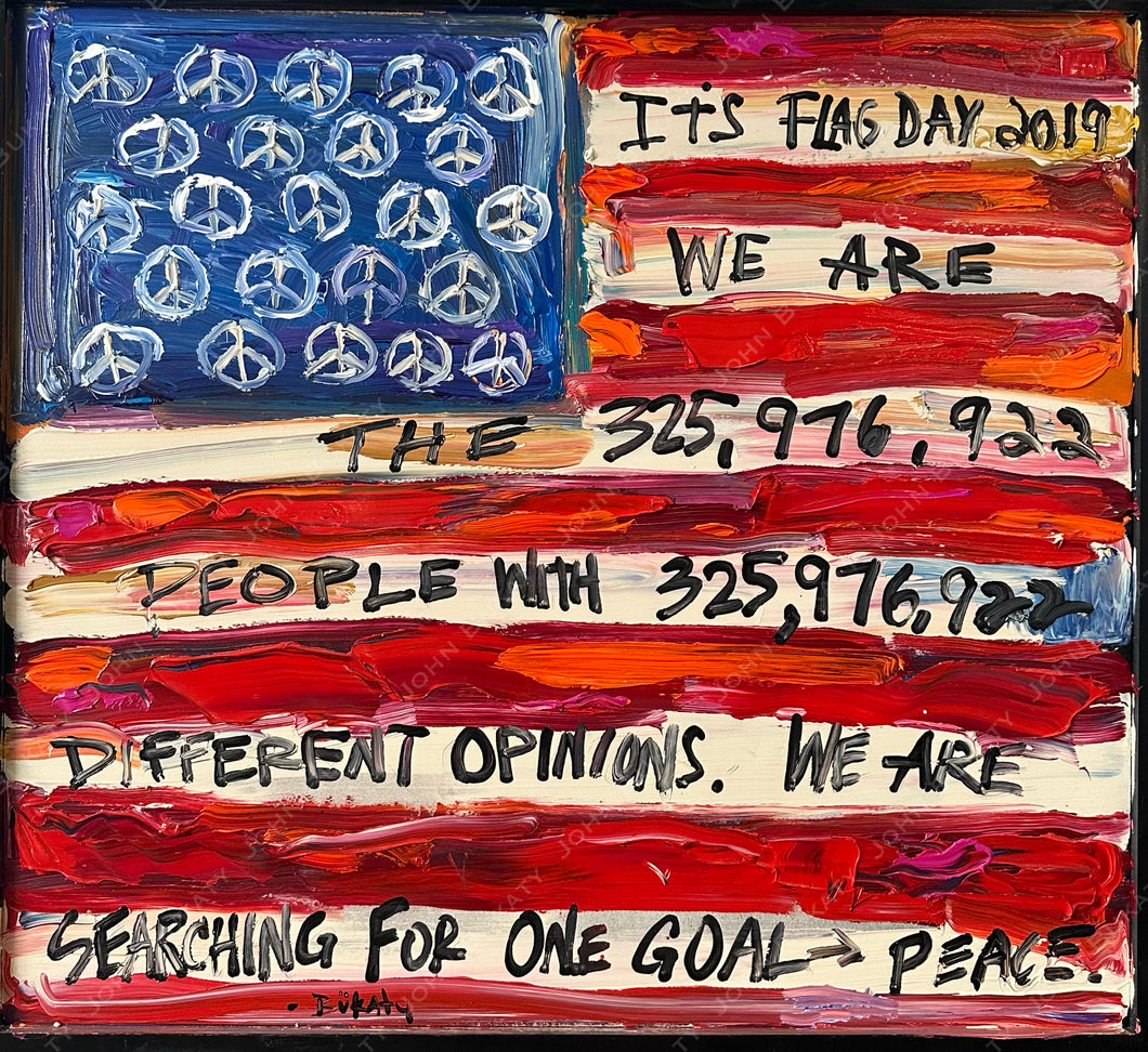 Peace Flag - Original Painting by John Bukaty | 41.5