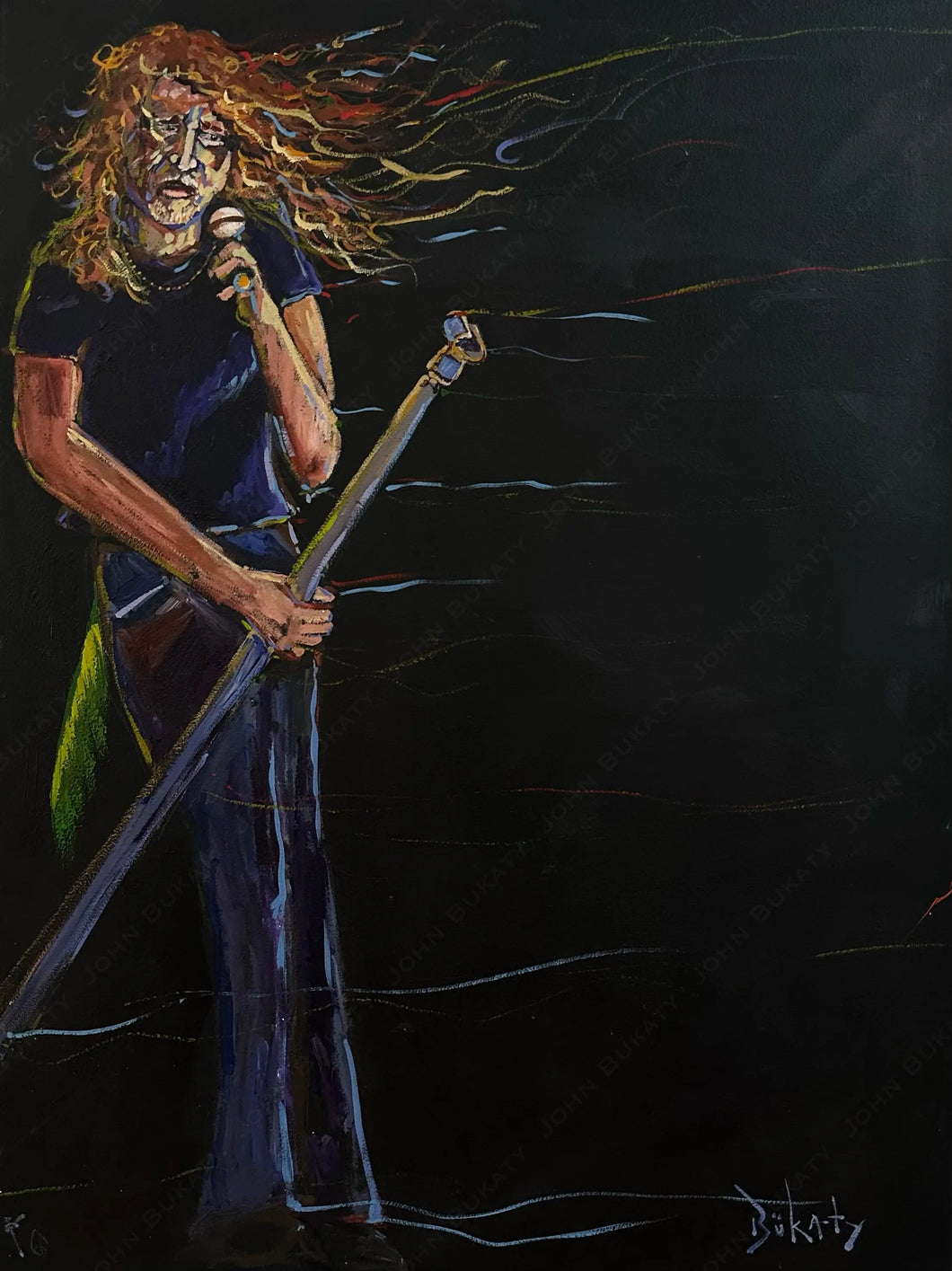 Robert Plant at Jazz Fest 2011 - Original Painting by John Bukaty | 30