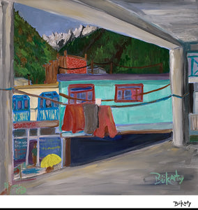 Outdoor scene from Kasol, India by Artist John Bukaty