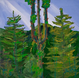 Waterfall and Trident - print by Artist John Bukaty
