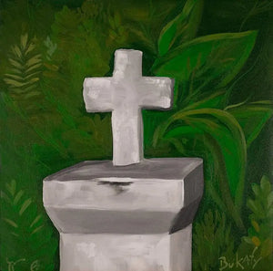 Church Lot, Unknown Priest - print by Artist John Bukaty